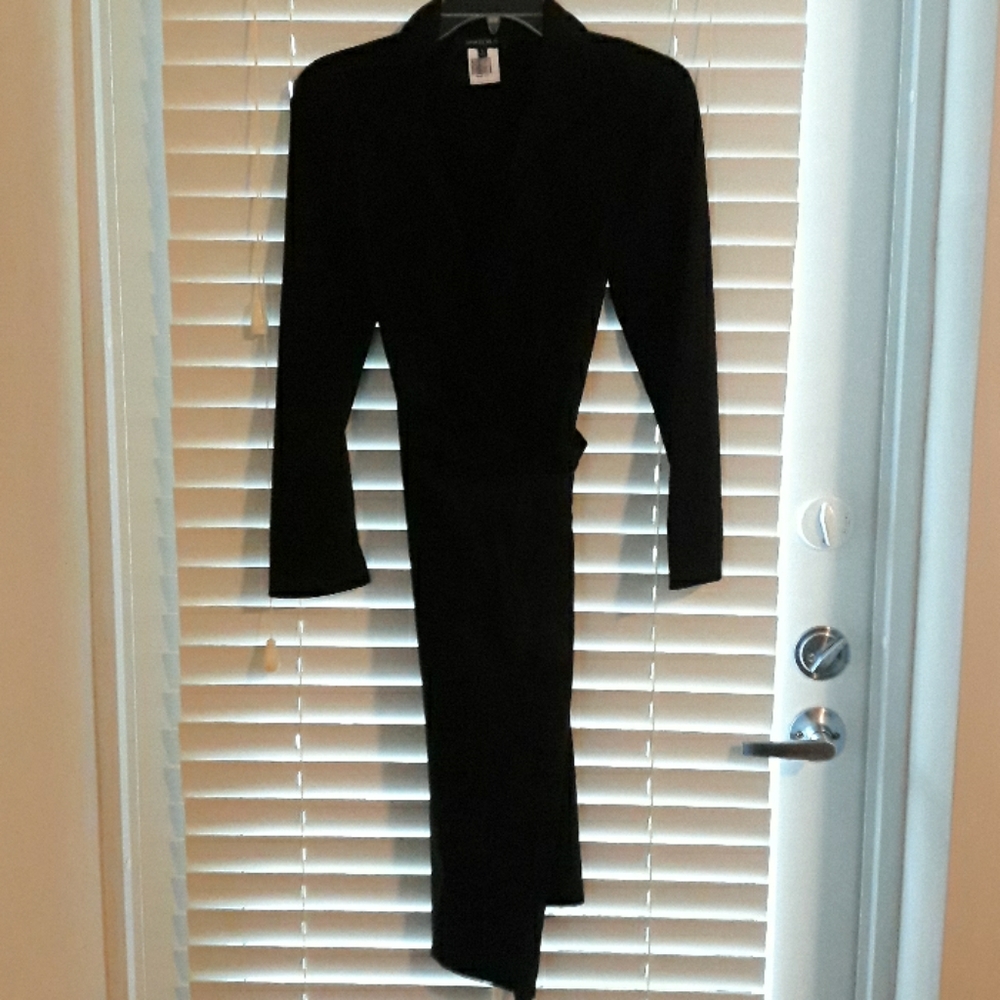 Black Long Sleeve Wrap Dress